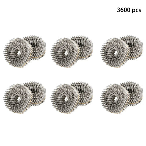 Heavy Duty 3600 Count Stainless Coil Siding Nails Two And A Half Inch Ring Shank 15 Degree Small Cap Coil Nails With Cap Warp Zero