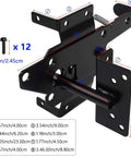 Diagram of Heavy Duty Gate Latch For Wooden Fences Post Mount Automatic Gravity Lever Self Locking Gate Hardware with dimensions.