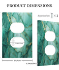 Turquoise And Gold Gemstone Marble Texture Switch Plate One Gang Duplex Outlet Cover dimensions and installation details.