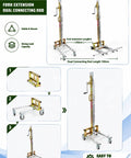Handy Portable Material Lift Stacker With Manual Winch Forklift For Heavy Boxes, Cabinets, And Equipment Up To 80kg In Garages Or Workshops showing fork extension and dual connecting rod.