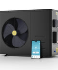 Extend Your Backyard Swim Season Way Past Late Summer With This Energy Smart Electric Pool Heat Pump and smartphone display.