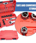 Impact Bolt And Nut Removal Drill Bit Kit in red case with extractors, nuts, and tools visible.