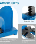Top Shelf Heavy Duty Cast Iron Manual Arbor Press Machine Built Different For Stamping Bending Metal Forming And Repair Jobs With Rock Solid Precision And 3 Ton Capacity showcasing reversible ram and machined steel anvil.
