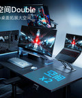 Beefy Dual Monitor Mount Desk Arm With Smooth Glide Action For Clean Home Workspaces Vesa Compatible Screen Bracket with dual displays on a desk.