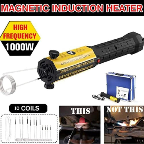 No Sweat High Power 1KW Induction Heater Flameless Thermal Tool for car bolts with coils, portable heater for automotive use.