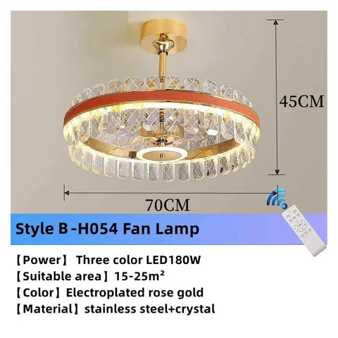 Level Up Your Room Flow With This Modern Led Crystal Ceiling Fan Light Featuring Three Color Temperature Control Perfect For Living Room Bedroom Or Restaurant Setup Boasts Sleek Art Deco Design And Effortless Luxe Vibes That Truly Deliver, showcasing electroplated rose gold and crystal elements.