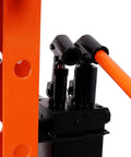Close-up of the hydraulic mechanism on the Heavy Duty Hydraulic Shop Press, showcasing the 30 ton H-Frame rig's pressure components.