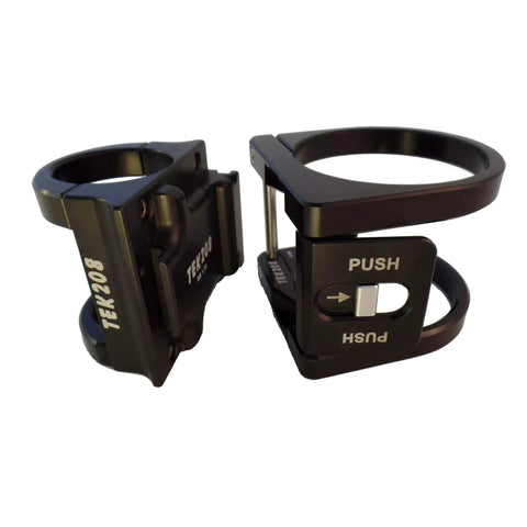 One Hand Quick Release Fire Extinguisher Roll Bar Mount for 1.50 to 2.00 Inch Roll Bars Black Finish, clamp view