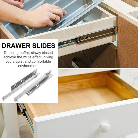 14 Inch Drawer Slides Replacement With Damping Soft Close Hidden Bottom Mount Rails for cabinet and furniture drawers
