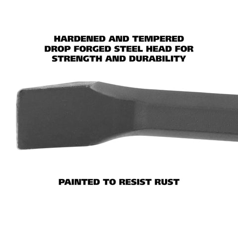 Close-up of 36 Inch Pry Bar With Drop Forged Steel Build, Rust Resistant Crowbar tip, highlighting hardened and rust-resistant finish.