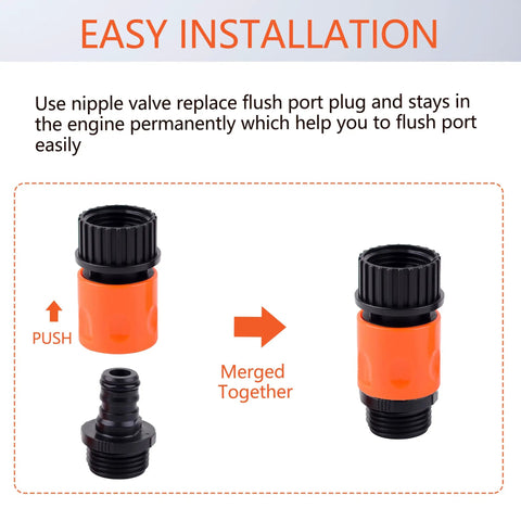 4 Piece Outboard Quick Connect Flush Adapter Kit for Jet Ski and PWC Water Hose Flush System for Kawasaki 4 Stroke Watercraft Marine Engines Replacement Parts, Easy Connect, Durable, Wide Compatibility with Most Personal Watercraft