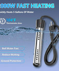 2000W fast heating device for water, quickly heats 5 gallons to 104°F, ideal for camping or outdoor use.