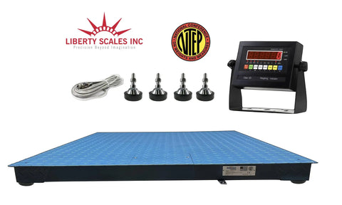 Rock Solid Boss Rig Heavy Duty Digital Floor Scale 24X24 Pallet Weighing Station 5000 Lbs Capacity NTEP Certified with display and components.