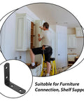 Heavy Duty Black Stainless Steel L Shaped Right Angle Brackets For Shelves Cabinets And Furniture Support installation scene