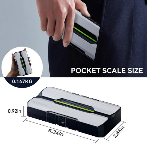 Pocket Gram Scale 200G 0.01G Precision With 6 Units G/Oz/Ozt/Dwt/Ct/Gn, Tare Function, LCD Display, Jewelry Coin Powder Scale shown portable size