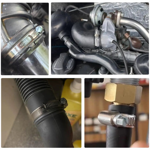 Tough As Nails Heavy Duty Stainless Steel Hose Clamps Four Pack Adjustable From 2.75 To 3.5 Inches Ideal For Fuel Injection Lines Plumbing Automotive And Mechanical Projects Durable Grips For Everyday DIY installed in various automotive and plumbing applications.