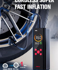 Portable Tire Inflator With Color LED Screen, 12V Car Air Pump, 4X Faster Inflation, Digital Pressure Gauge by a car tire