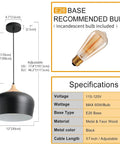 12 Inch Big Dome Kitchen Pendant Lights Set Of 3 With Wood Grain Metal Shade Over Island Modern Farmhouse Vibe Hangin Fixtures For Kitchen Dining Room Bar For Everyday Use, with specifications and bulb type