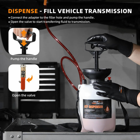 Person using 3L Manual Transmission Fluid Transfer Pump Kit With ATF Adapters For Automotive in garage setting