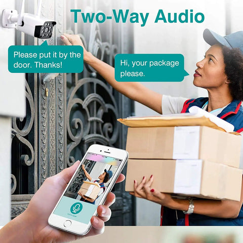 Outdoor No-Fuss Security Camera 1080P WiFi With Night Vision And 8X Digital Zoom AI Human Motion Detection Two-Way Audio used