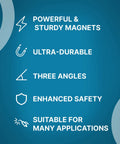 75 Pound Welding Magnet Holder Pack Of 2 Ultra Strong Magnetic Clamps product features on blue background.