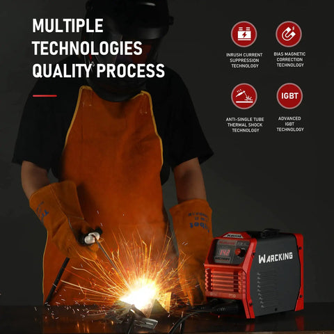 Person welding with 160A Digital Stick Welder Dual Voltage 110 220V IGBT Inverter Arc Welder MMA Mini Portable Welder.