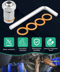 Magnetic Oil Drain Plug Kit M14x1.5 For Cars And Bikes Makes Changing Fluid Easy Without Drilling Messy Holes In Your Pan For A Clean Swap And Better Engine Health. Stainless steel plug with copper washers and wrench