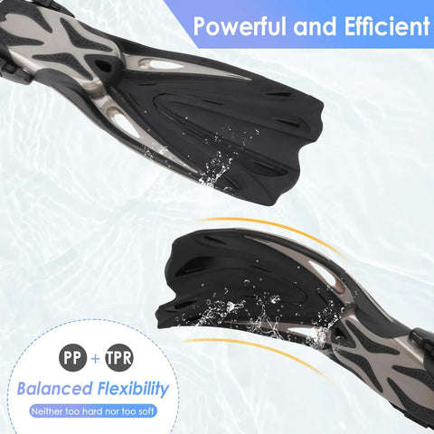 Powerful Open Heel Diving Fins For Scuba And Snorkeling, No-Fuss Adjustable Buckles, Lightweight Polypropylene And TPR Blade For Fast Propulsion