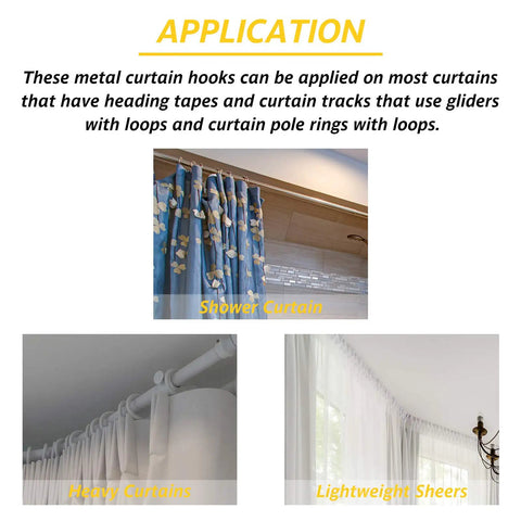 3 Inch Metal Curtain Hooks Slip On Drapery Pins And Hooks For Pleated Drapes Stainless Steel Window And Door Curtain Hardware Silver Finish 30 Pieces used on shower curtains