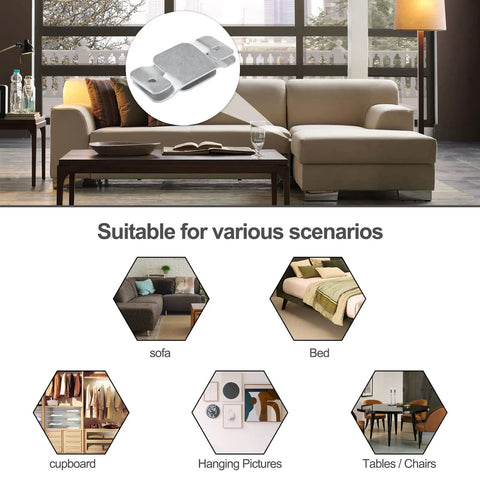 Heavy Duty Sectional Couch Connectors With Rugged Metal Sofa Clips And Complete Mounting Kit To Keep Your Sectional Locked In Tight Without Any Wiggle On The Daily