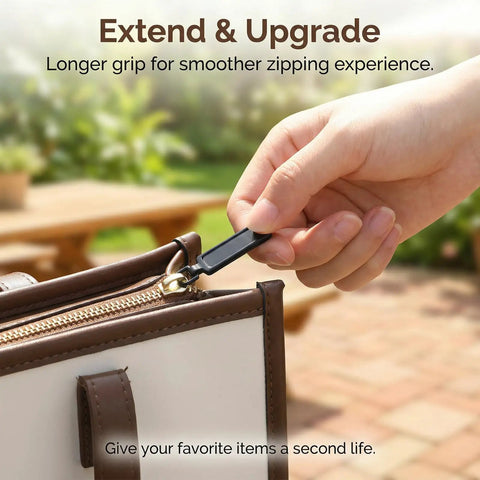 Person attaching 20 Piece Black Zipper Slider Replacement Kit For Luggage Jackets Backpacks And Clothes No Tools Needed Quick Fix With Durable Pull Tabs Restores Smooth Zip And Keeps Your Gear On The Move to a bag zipper.