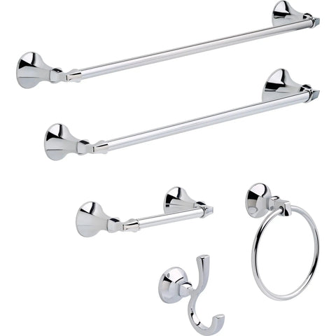 Polished Chrome 24 Inch Towel Bar For Bathroom Wall Mount Durable Zinc Construction No Fuss Rust Resistant Easy Install Towel Holder Rack For Home Keeps Towels Off The Counter displayed with matching accessories