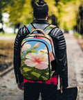Blue Sky Hibiscus Print Backpack for Everyday Use Unisex Large Capacity Daypack Durable Polyester Travel School Bag With Smooth Zippers