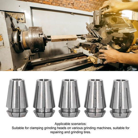 Collet Chuck Set For CNC Lathes And Milling Machines, 5-Piece D6 To D8 Range, shown with machine for tight-tolerance toolholding.
