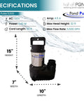 5,500 GPH Submersible Pond Pump With Hybrid Drive For Waterfalls And Skimmers, 30 Foot Cord, Energy Efficient And Fish Safe