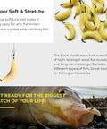Rugged Rubber Maggots Bait Set For Freshwater Fishing With 12 Hooks And 12 Worms shown with fish and realistic wiggle.