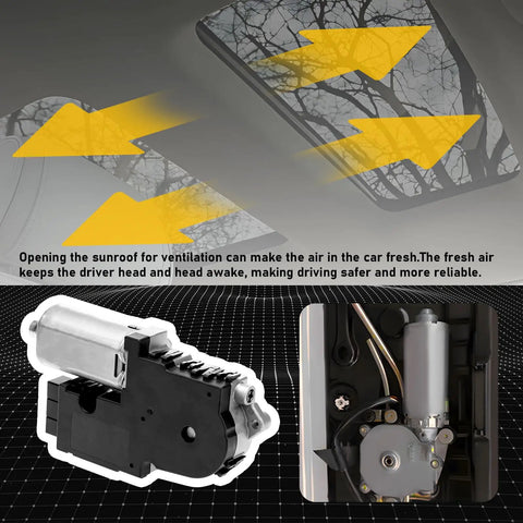 Replacement Sunroof Motor For Ford Explorer 2011 To 2017 Moon Roof Actuator showing motor design and installation view.