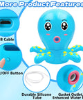 Octopus Battery Powered Water Table Pump For Backyard Outdoor Sand And Water Table Play, Strong 1.8W Motor Delivers Steady Flow And Nonstop Fun, Long Battery Life For Up To 3 Hours, Accessory For Kids Blue with USB cable, on/off button, silicone tube, gasket outlet.