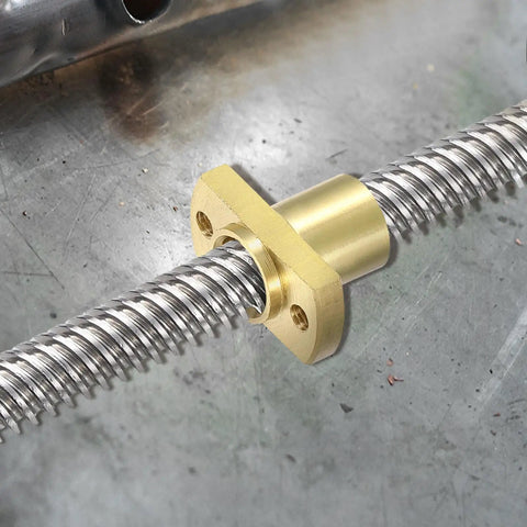 6 Pack TR8x2 Lead Screw Brass Nuts 10mm Diameter 2mm Lead 1 Start Trapezoidal Nut installed on lead screw