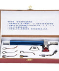 Portable Oxygen Torch Kit with Interchangeable Nozzles in open box, showing torch handle and nozzles for construction and repair.