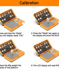 Steps showing calibration of Ultra Accurate Digital Gram Scale For Jewelry And Coins, Pocket Size Scale With 200 X 0.01g Precision