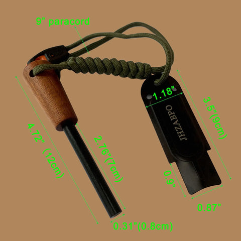 Ferro Rod Survival Kit With Flint And Steel Fire Starter And Whistle Easy Grip Emergency Fire Starter Tool For Camping And Hiking Fast Ignition Fire Stick