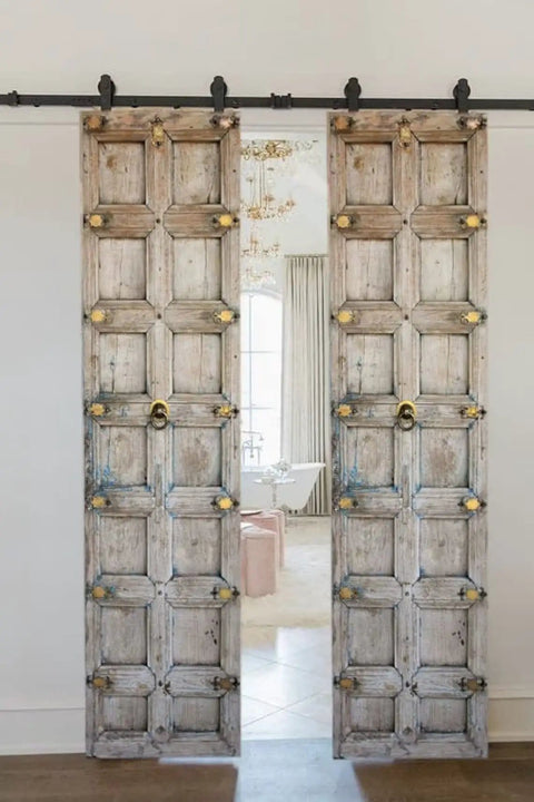 Vintage Indian Door Rustic Barn Style Front And Interior Exterior Wooden Door With Custom Size Option Single Or Double Old Look Sliding Or Hinged No Glass No Hardware