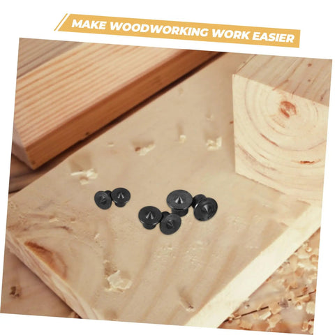 Dowel Jig Kit 8 Piece Set For Woodworking Pro Grade Portable Dowel Pins Center Transfer Plugs, black metal plugs on pine boards