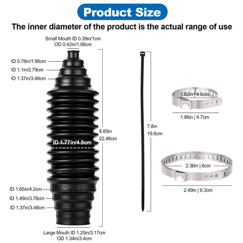 Universal Inner Tie Rod Boot Kit With Dustproof Silicone Rack And Pinion Boot Includes Cable Ties And Clamps Two Pieces