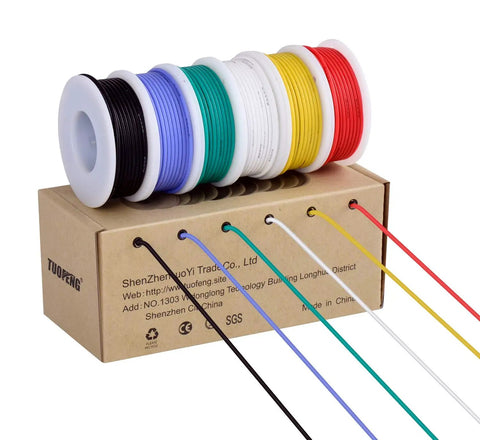 18 AWG Silicone Insulated Stranded Wire Kit With Tinned Copper, Pro Grade Ultra Flexible For Automotive Wiring, 6 Colors, 13.2 Ft Each (4 M), Easy Soldering, Low Impedance, Durable Rubber Coated Wire