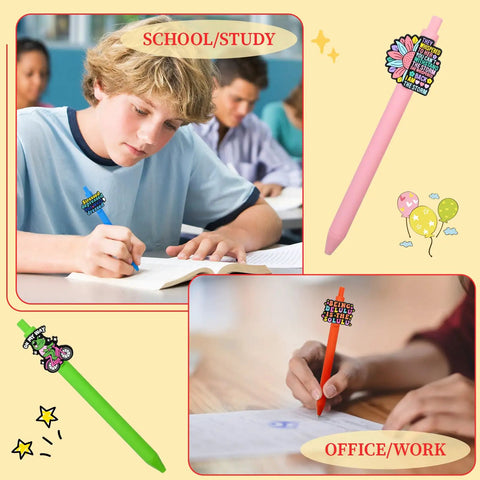 60 Piece Funny Pens Set For Adults With Positive Quotes And Quirky Graphics Like Cute Animals, Rainbows, Aliens, And Retro Designs