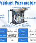 Hella Sturdy Semi Automatic Corner Labeler 90 Degree Box Applicator with adjustable dimensions and metal frame for industrial use.