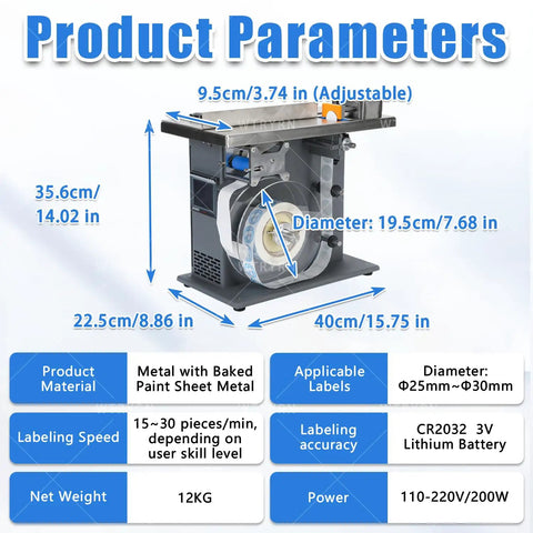 Hella Sturdy Semi Automatic Corner Labeler 90 Degree Box Applicator with adjustable dimensions and metal frame for industrial use.