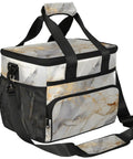 Glossy Marble Grey Insulated Picnic Backpack Lunch Box For Women And Men Grab And Go Tote Lunch Bag For Picnic Beach Work Travel Office Camp Spacious 12x9 Inch Thermal Carrier For Meals On The Go, front view